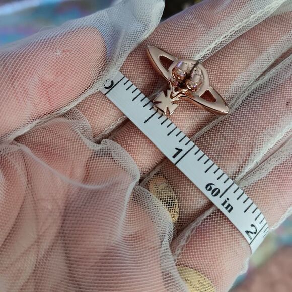 NIB New Vivienne Westwood Rose Gold Pink Signature Orb Logo Post Earrings Full s - Picture 7 of 7